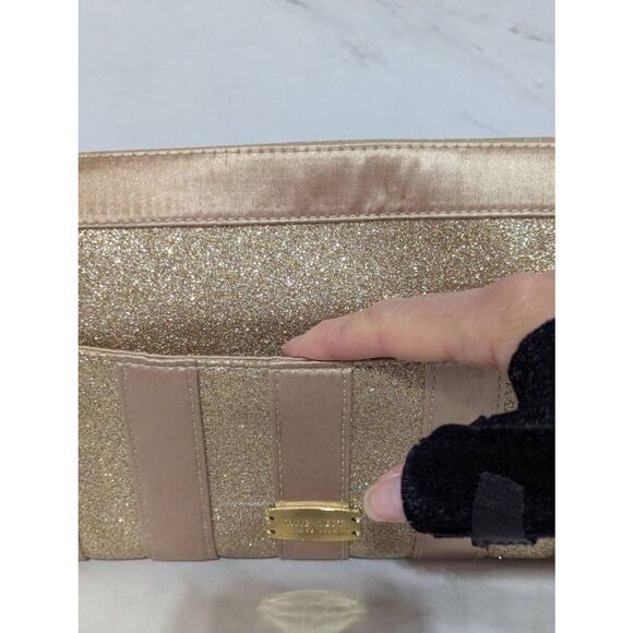 Nine West Women's Gold Metallic Striped Rectangular Gold Chain Shoulder Bag NWT - Picture 6 of 6